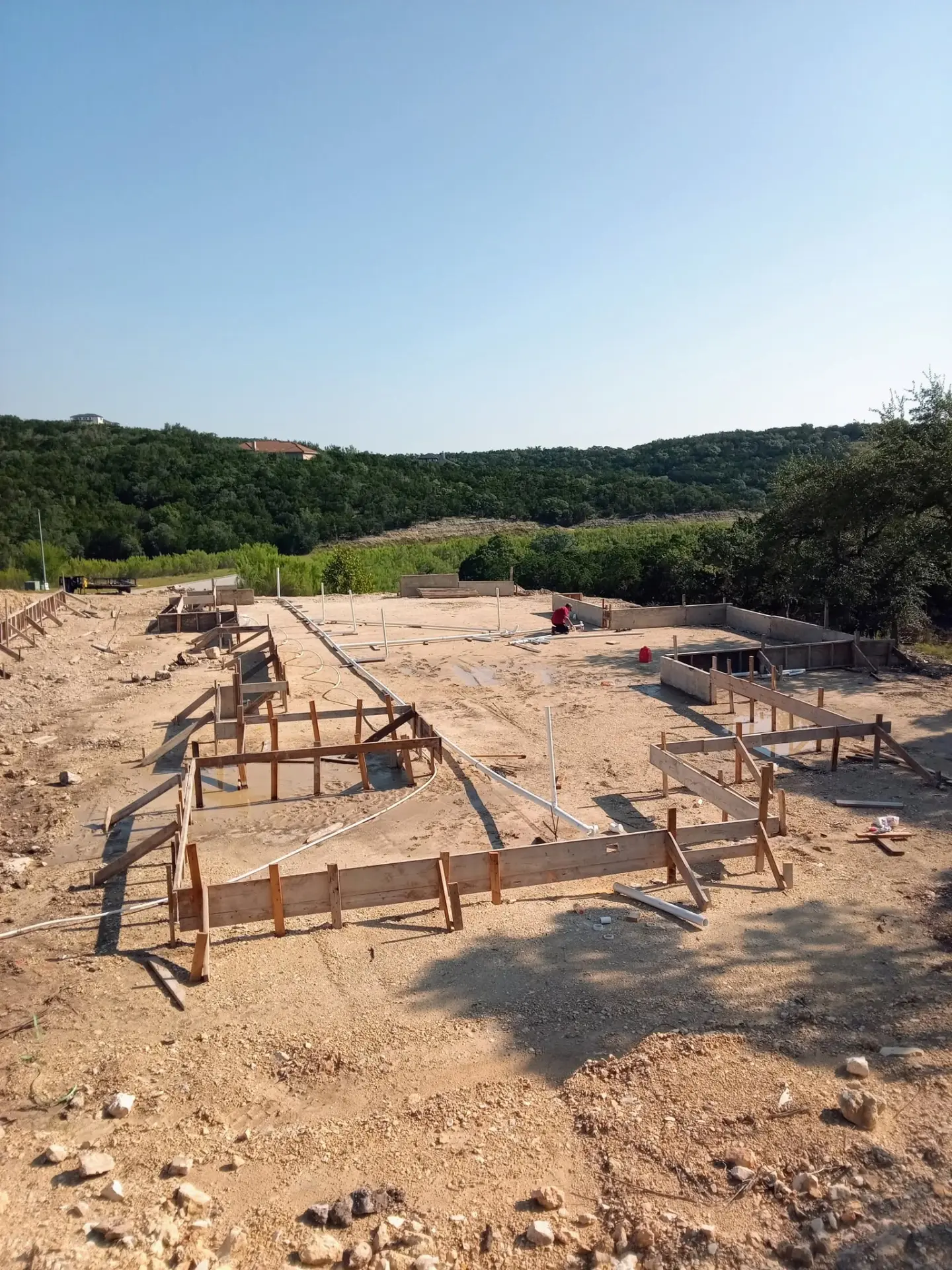 Foundation and framing before construction began